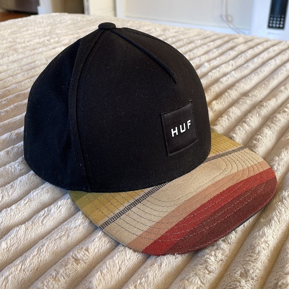 HUF Box Logo Black Multi-Colored Bill Snapback Hat - One Size Fits Most